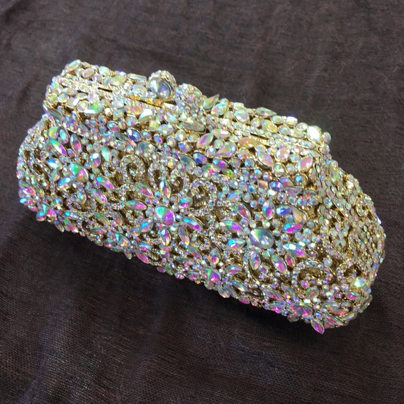 🦄Cindy Evening Bag - Gold w/ AB Aurora Borealis🦄 - Picture 2 of 5